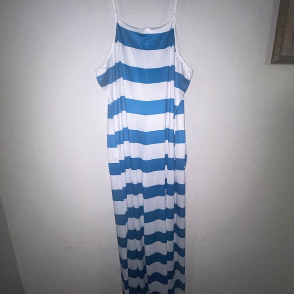 Blue and White Striped Jumpsuit - Picture 2 of 5